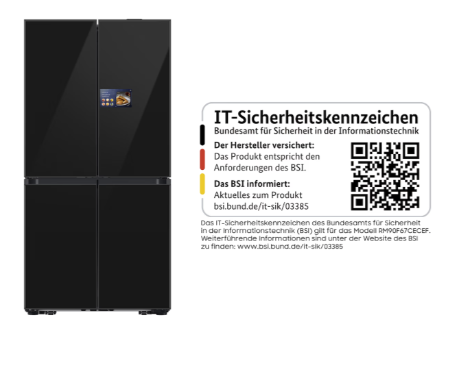 Kühlschrank, schwarz, Vier türen, Küchengerät, BSI Kennzeichnung