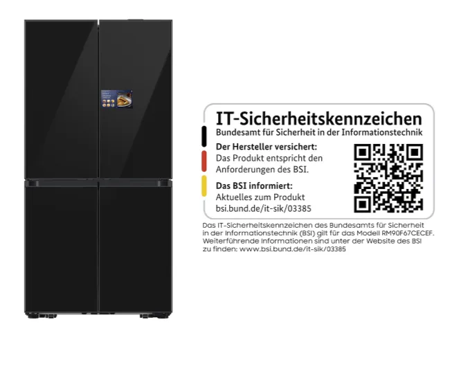 Kühlschrank, schwarz, Vier türen, Küchengerät, BSI Kennzeichnung