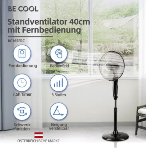 Standventilator, 40 cm, Fernbedienung, neigung verstellbar, 3 Stufen
