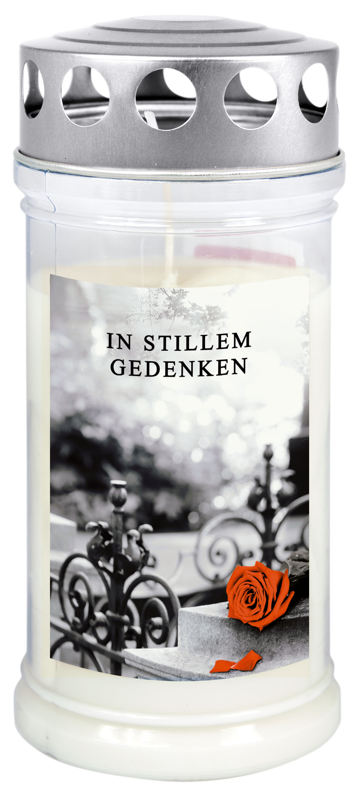 Jeka Gedenk-Kerze Rose & Barock In stillem Gedenken