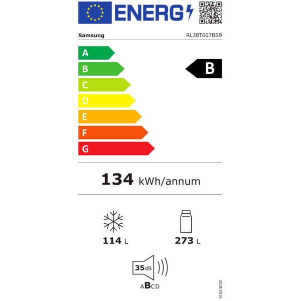 Kühlschrank, Energieeffizienz B, 134 kWh, 114 L, 273 L