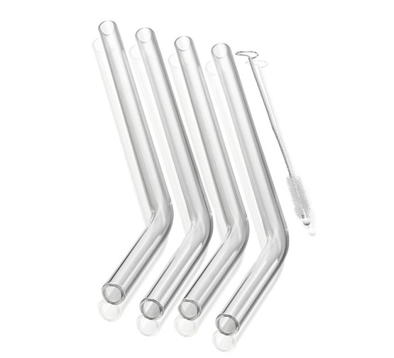 GEFU 12704 Glastrinkhalm Future 4er mit Filztasche