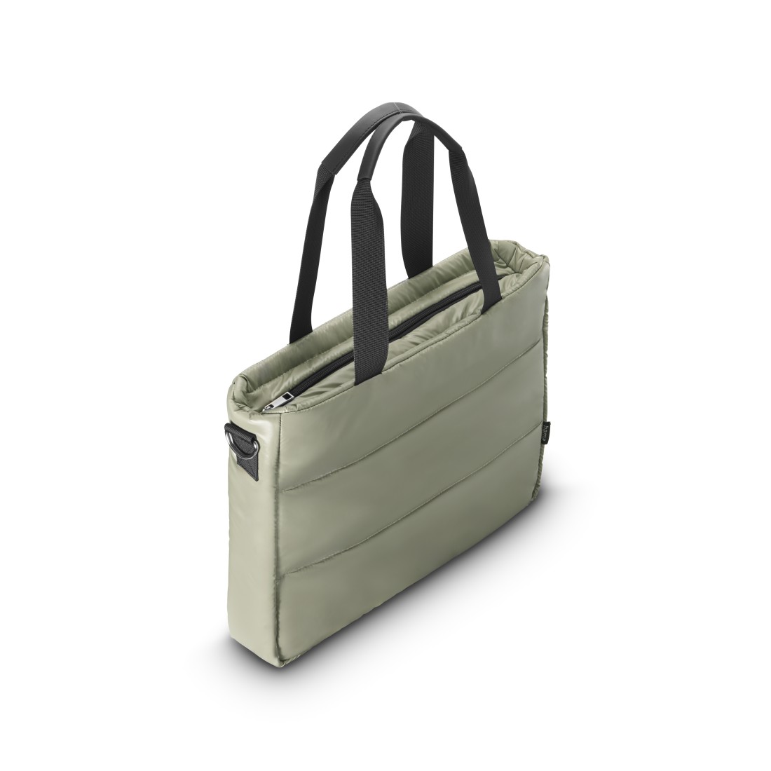 gepolsterte Tasche, Reißverschluss-Tasche, olivgrün, doppelte Griffe, gefüttertes Innenleben