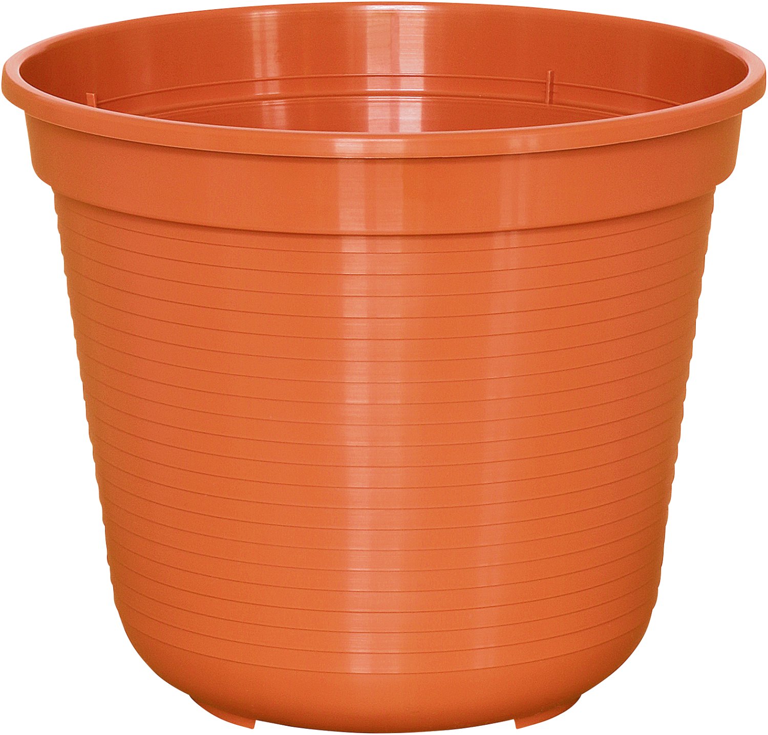 Kunststofftopf, orange Topf, Pflanzkübel, gerillt/Rippenmuster, Gartenbehälter
