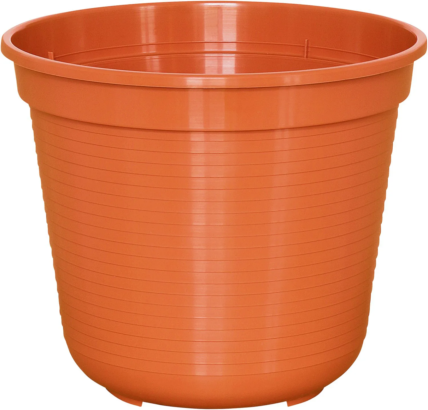 Kunststofftopf, orange Topf, Pflanzkübel, gerillt/Rippenmuster, Gartenbehälter