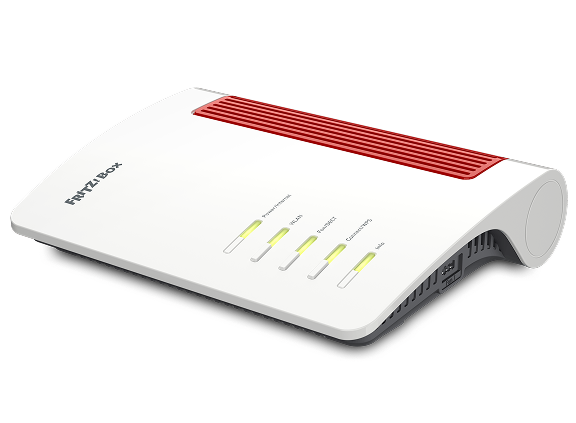 Modem, Router, Weiß, LED-Anzeigen, roter Lüfter/Warmluftabdeckung