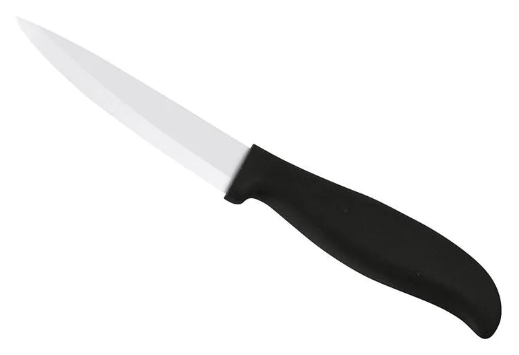 Küchenmesser, weiße Keramikklinge, schwarzer Griff, Schälmesser