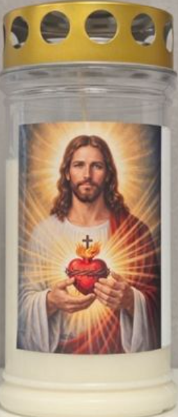 Kreisel, Laterne, Bild Jesus, Herz, religöse Kerze