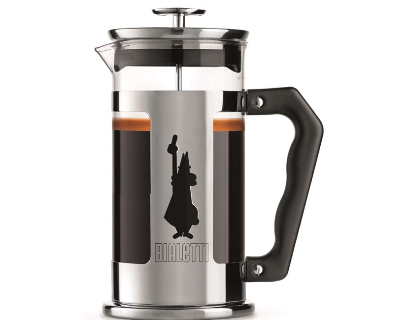 French Press, Edelstahl, Glaskanne, Schwarzer Griff, Kaffeebereiter