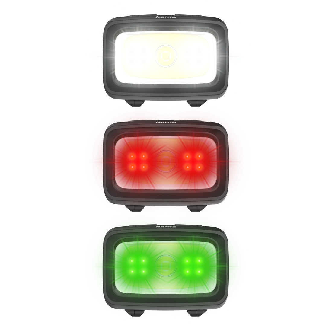 LED-Leuchte, Farbmodi, Weiß Rot Grün, Schwarzes Gehäuse