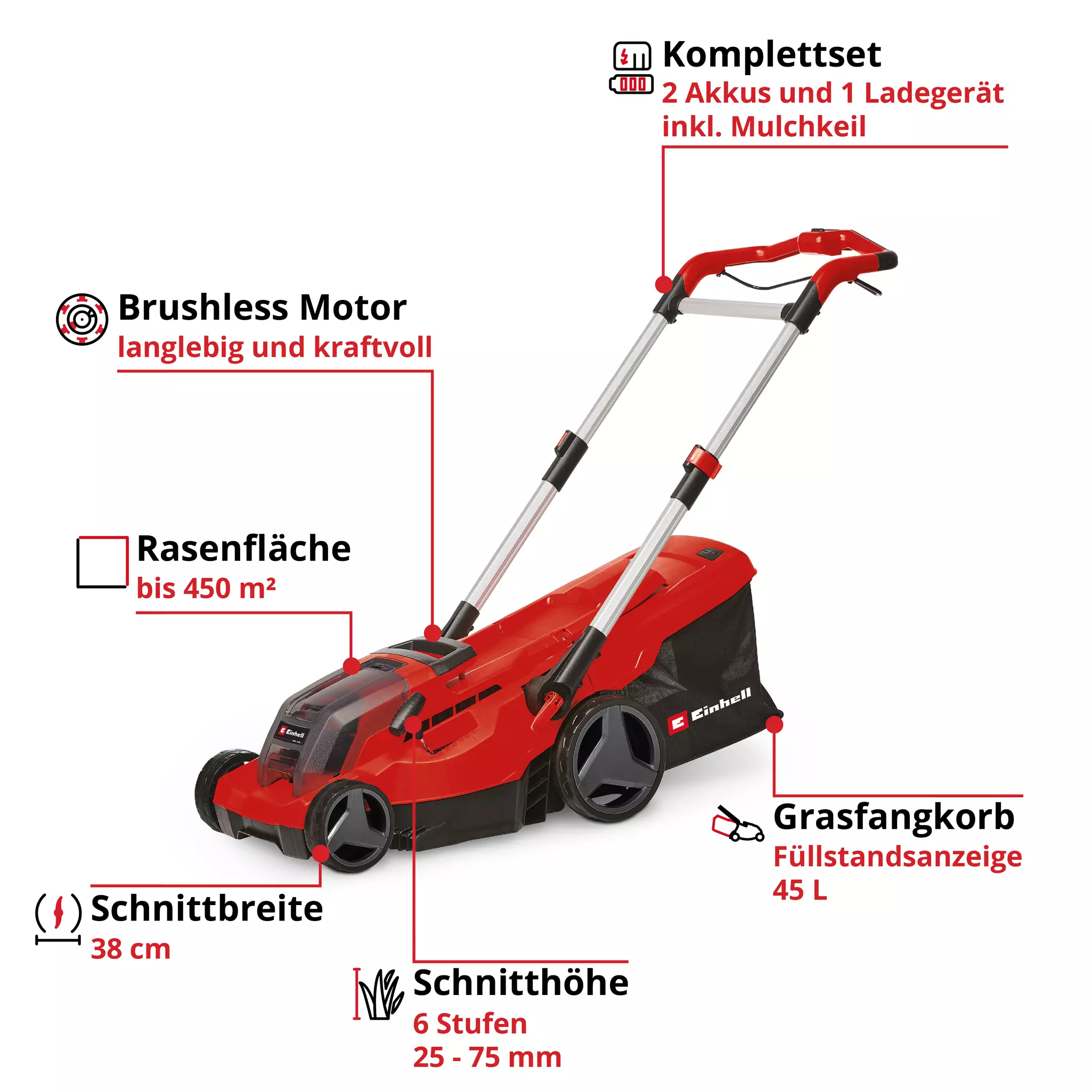 Einhell Akku-Rasenmäher GP-CM 36/450 Kit 3413292