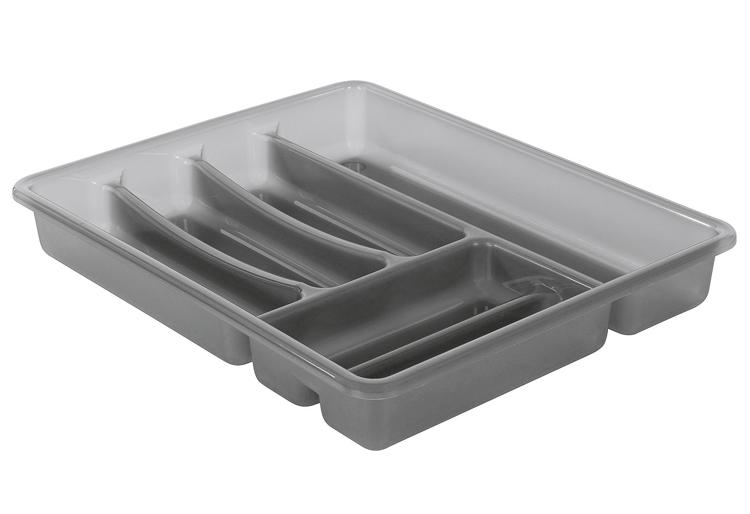 Besteckkorb, Schubladenorganizer, Plastik, Silbergrau, Küchenzubehör