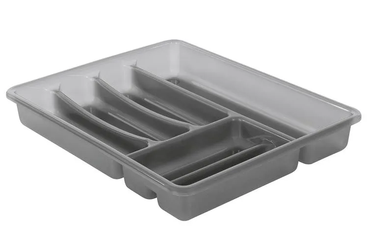 Besteckkorb, Schubladenorganizer, Plastik, Silbergrau, Küchenzubehör
