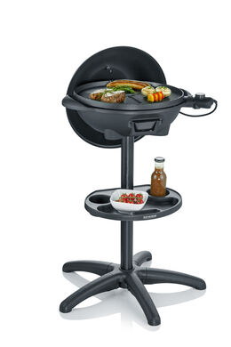 Grill, elektrischer Grill, runder Grill, tragbarer Grill, Grill mit Ablage
