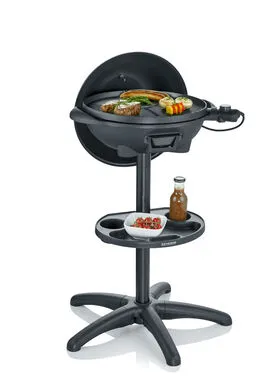 Grill, elektrischer Grill, runder Grill, tragbarer Grill, Grill mit Ablage