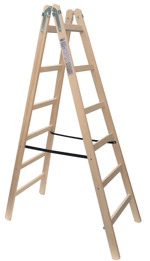 ZAZE Stehleiter   Holz, 2x6 Sprossen Ö-Norm