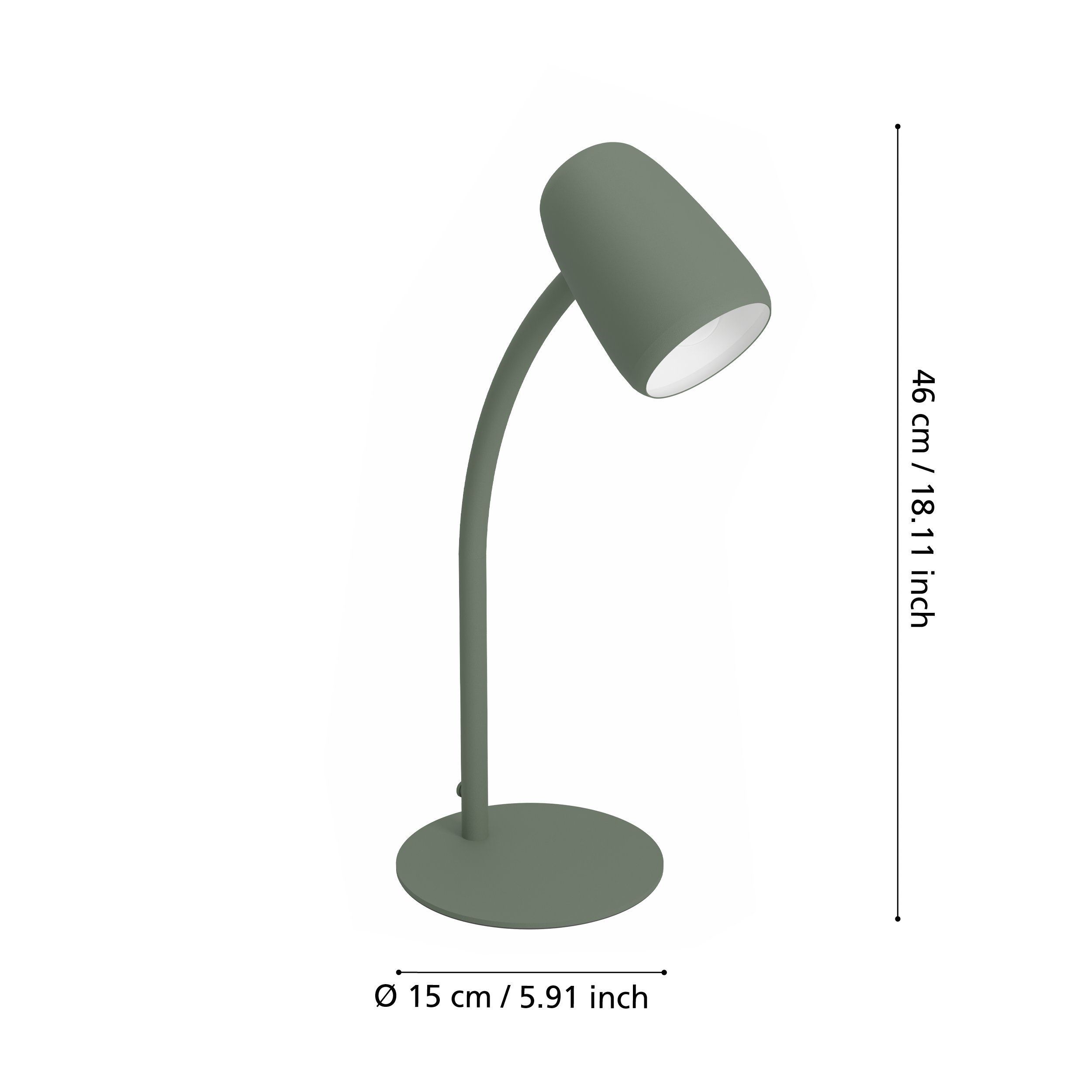 Schreibtischlampe, verstellbar, grün, Metall, LED