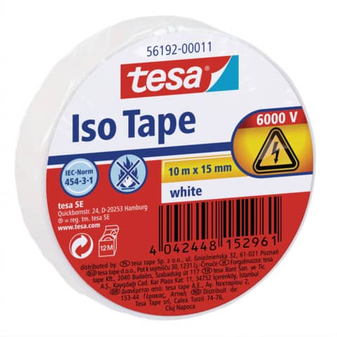 56192-00011-23 Tesa Isolierband weiß 10m 15mm