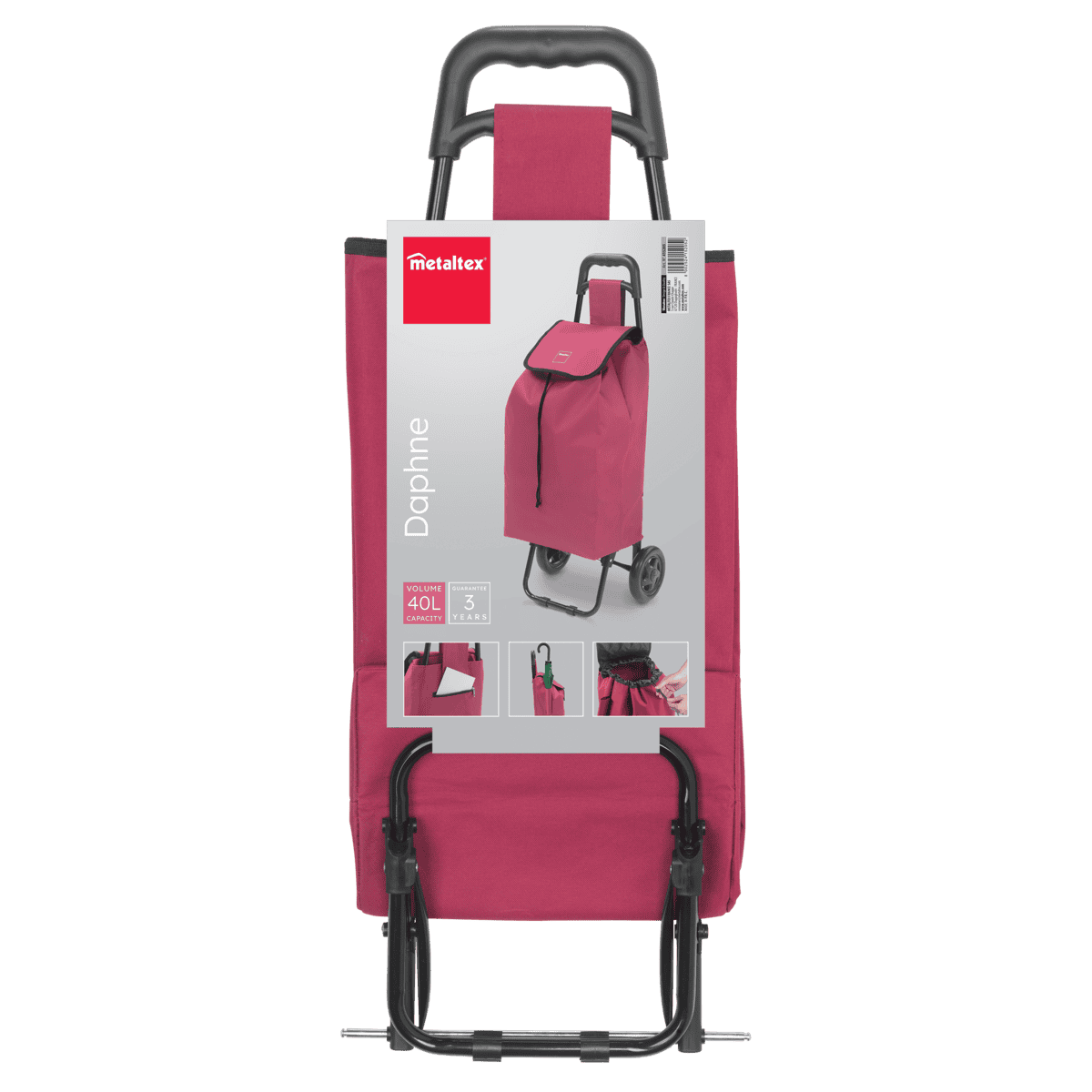 Rollkarren, Einkaufswagen, Pink, faltbar, 20-40L