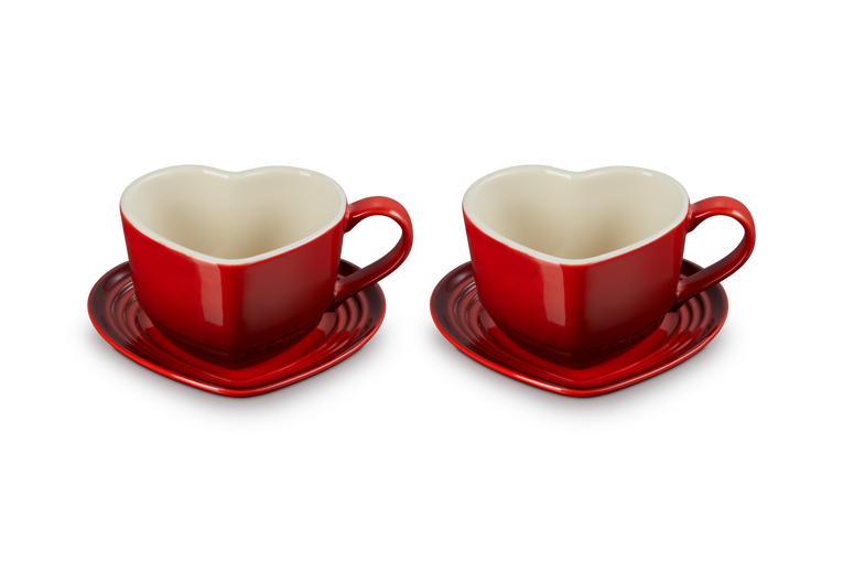 2er-Set Herzbecher Untertassen aus Steinzeug