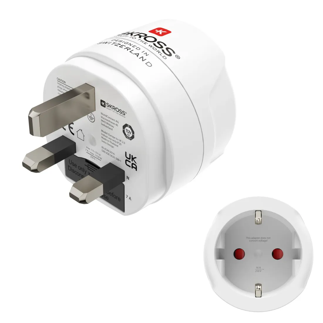 Universaladapter, Reiseadapter, UK-Stecker, USB-C/USB-A Adapter, Zweipinne-zu-Drei-Pin Adapter