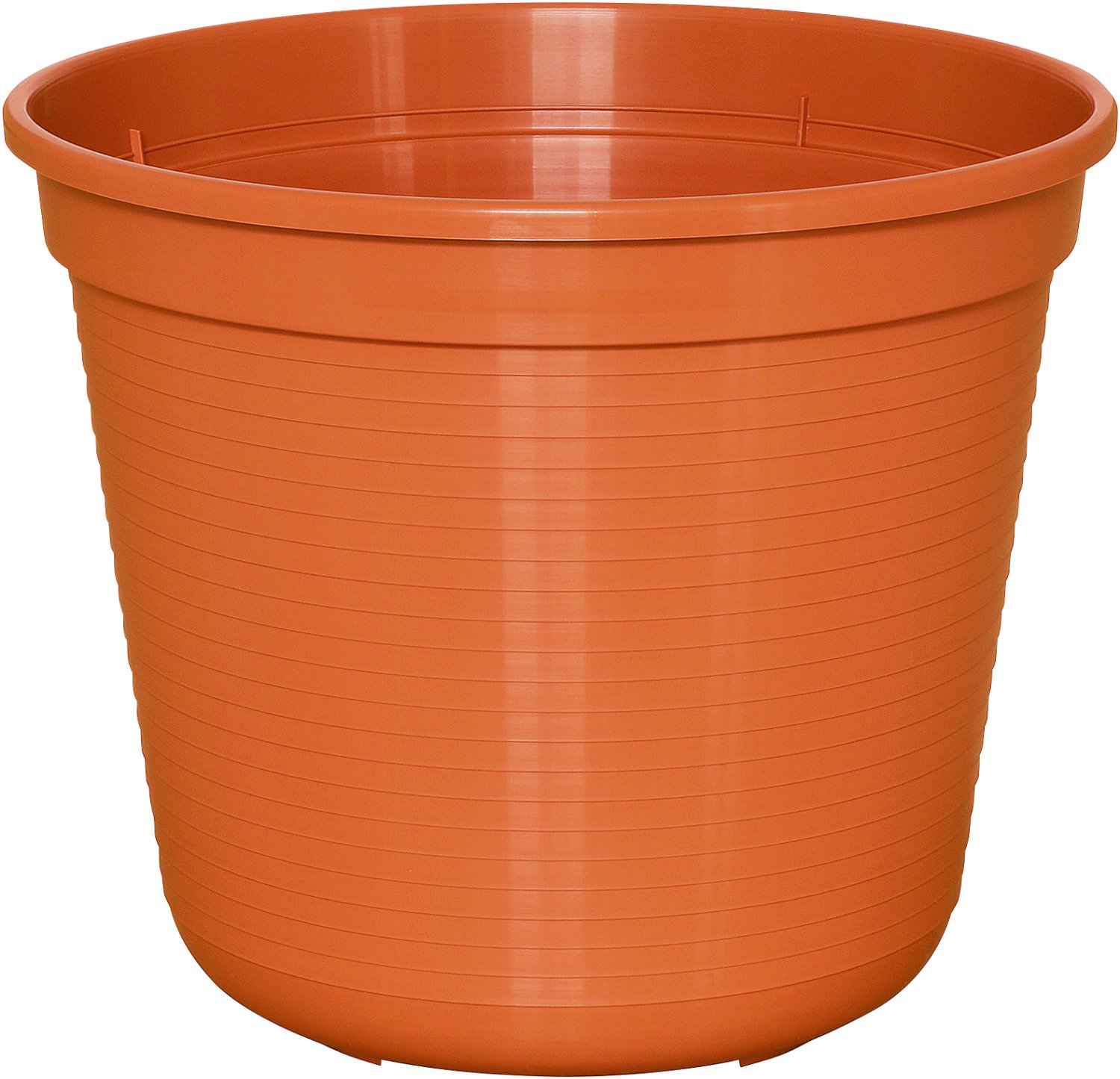 Blumentopf, orange, Kunststoff, rund, gerippt