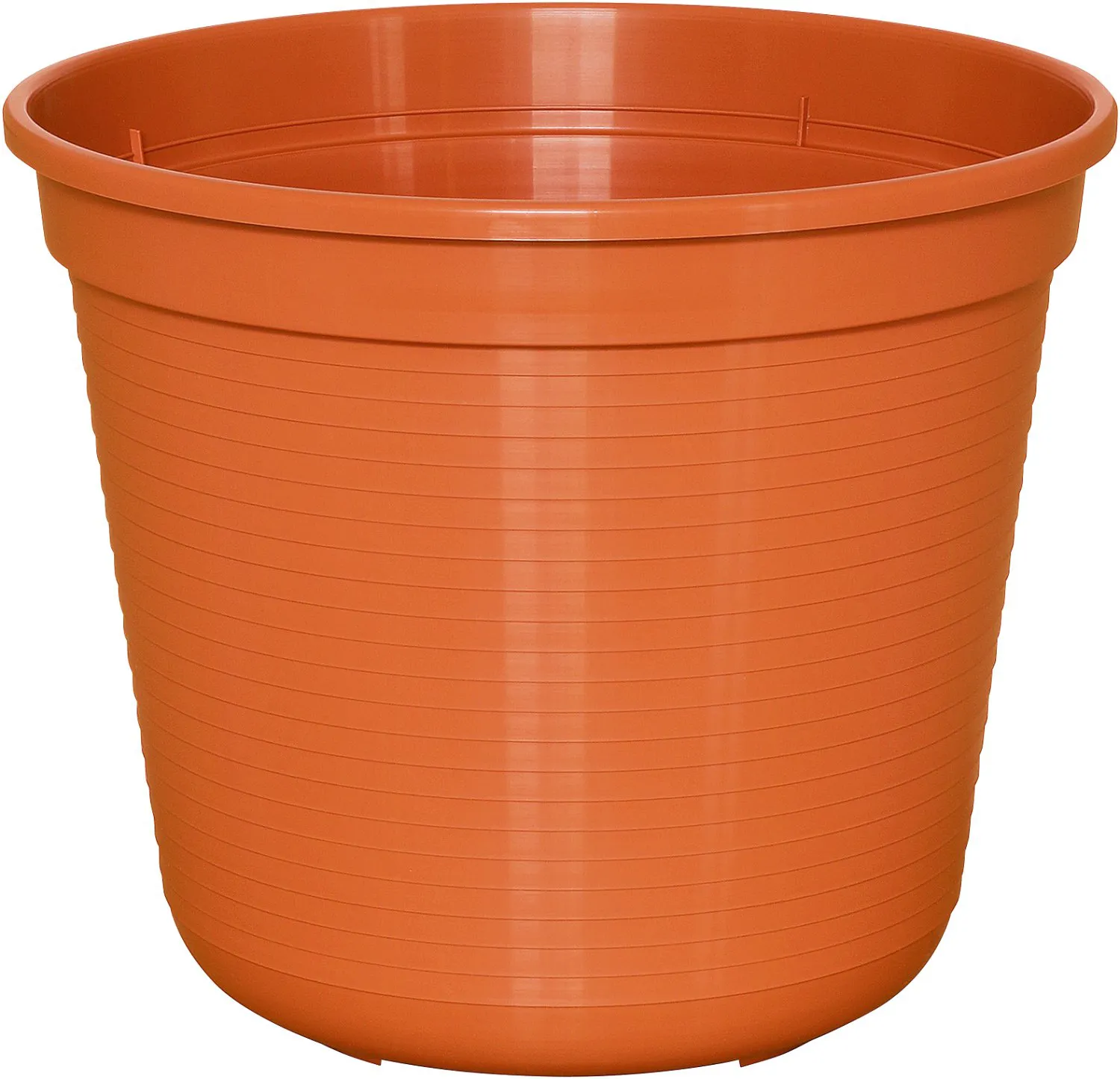 Blumentopf, orange, Kunststoff, rund, gerippt
