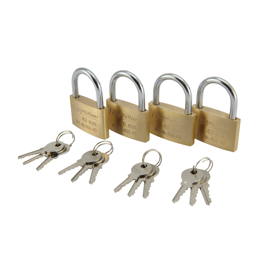 401-G4SB Vorhangschloss-Set 4 tlg, SB 40 mm, MS, gleichsperrend