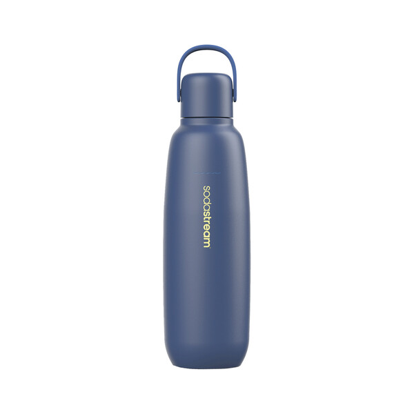 Wasserflasche, Edelstahl, Blau, Reiseflasche, Trage-Schlaufe