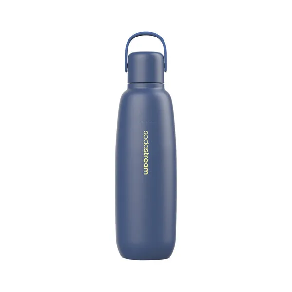 Wasserflasche, Edelstahl, Blau, Reiseflasche, Trage-Schlaufe
