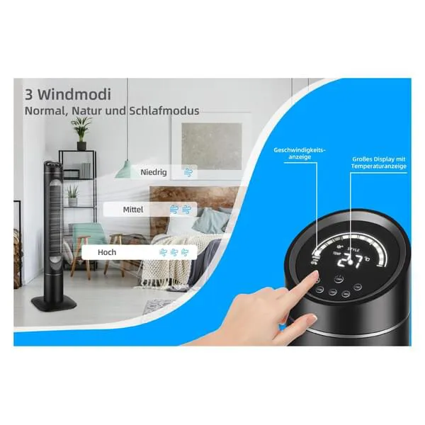 Ventilator, Ventilator Tower, Raumventilator, Temperaturanzeige, Bedienfeld