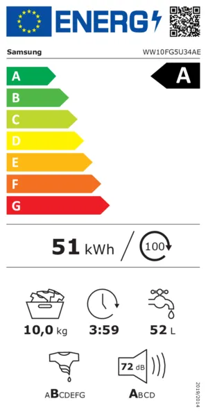 Energiem rating A, Batteriekapazität 51 kWh, Gewicht 10,0 kg, Ladezeit 3:59, Lautstärke 72 dB