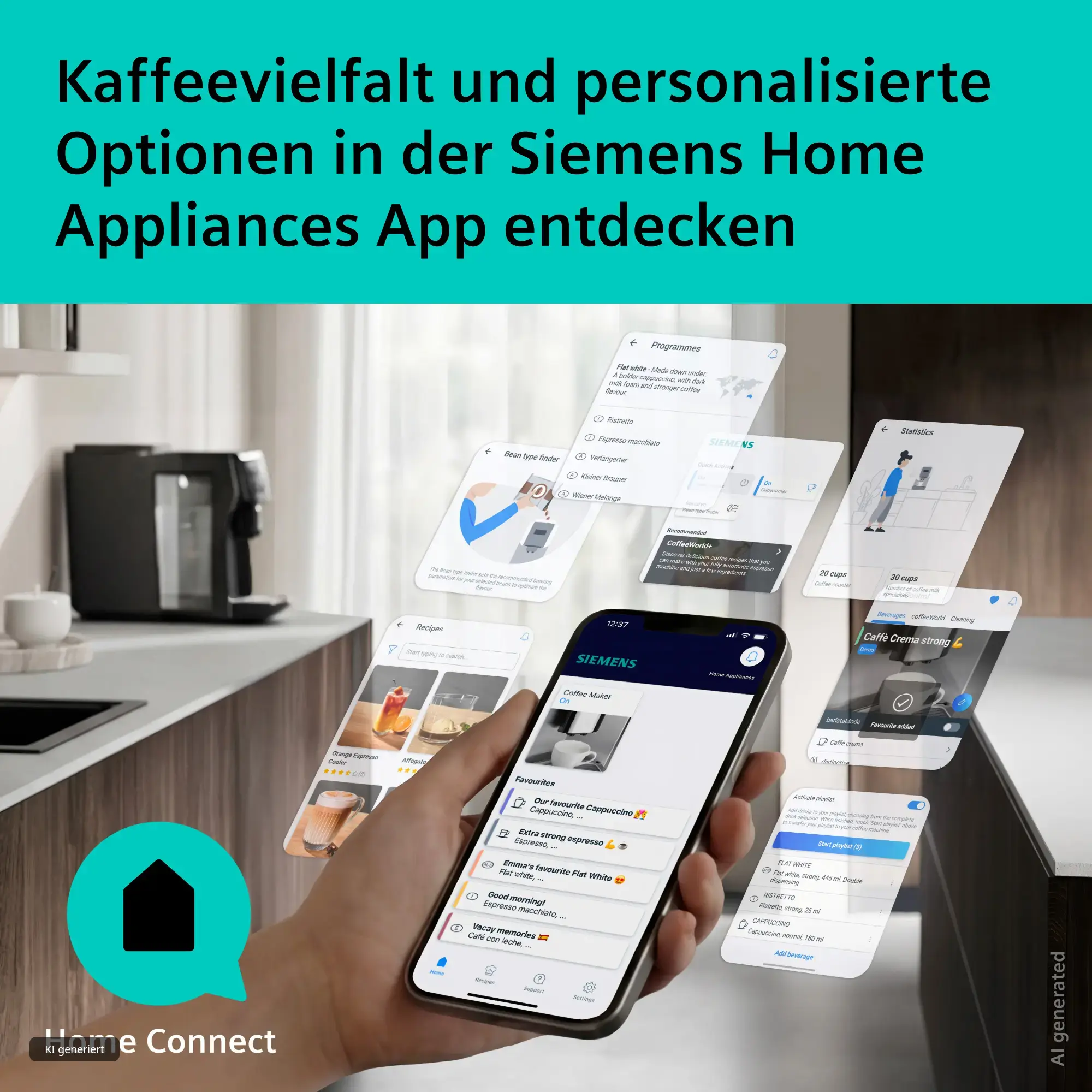 kaffee, espresso, küche, gerät, smartphone