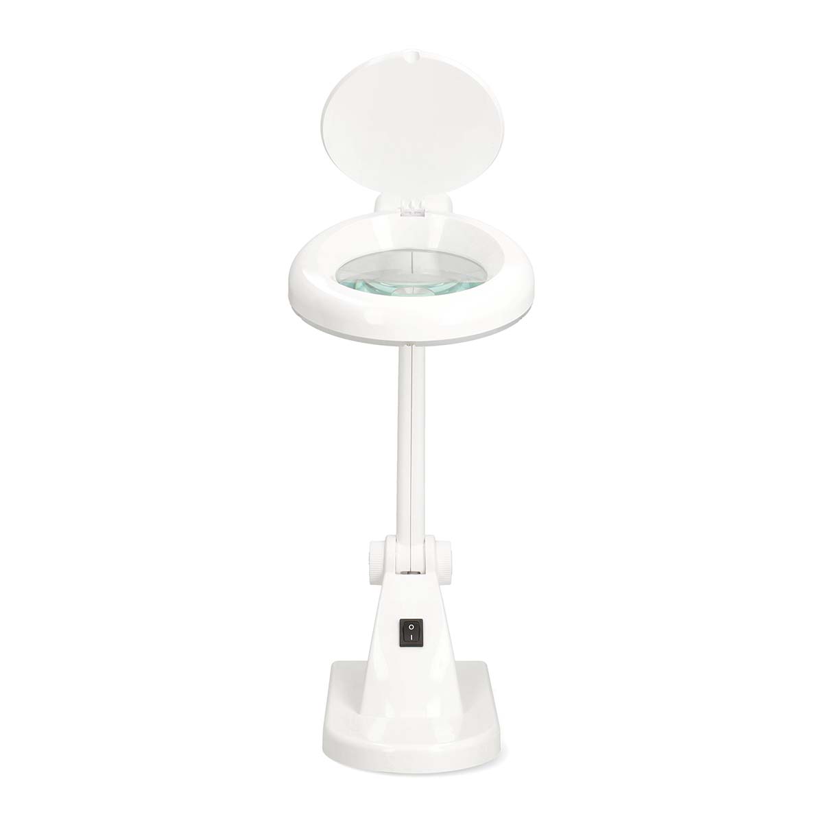 Schreibtischlampe, Vergrößerungslampe, weiß, verstellbar, Schalter
