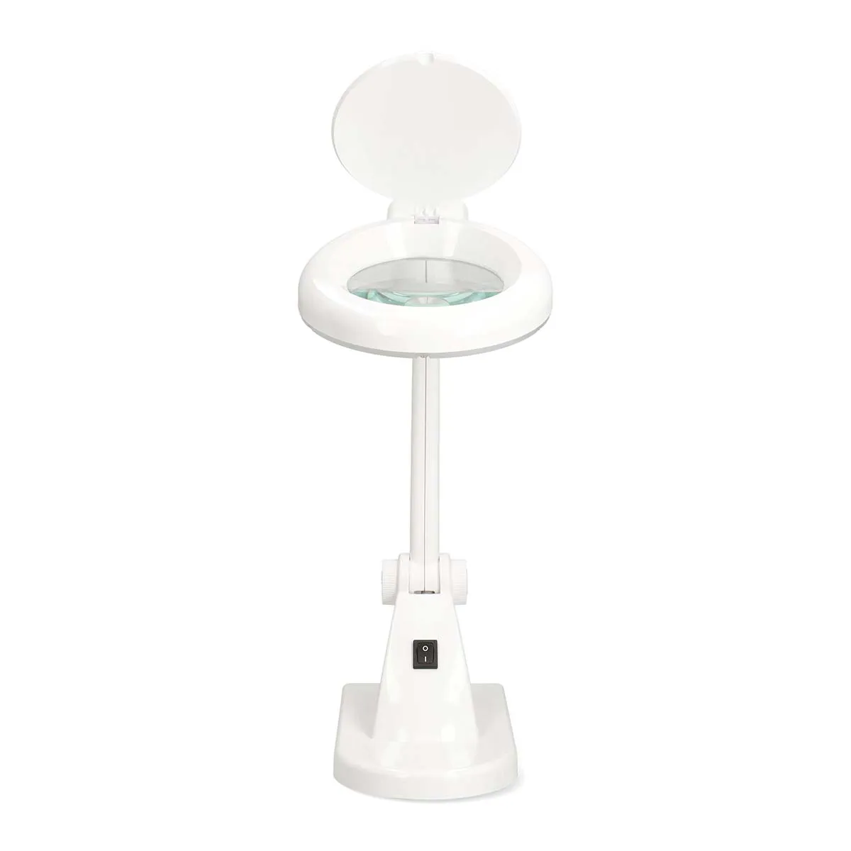 Schreibtischlampe, Vergrößerungslampe, weiß, verstellbar, Schalter