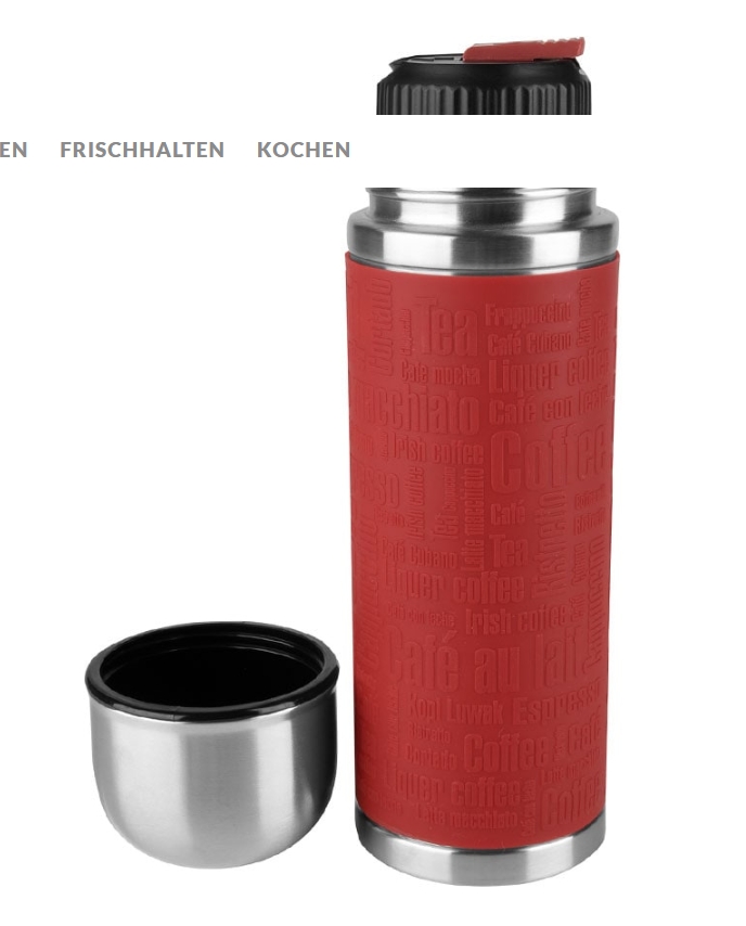 Reisebecher, isoliert, Edelstahl, rot, Becher