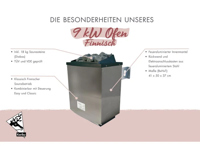 Karibu Saunaofen  9kW Set mit Steinen 26984