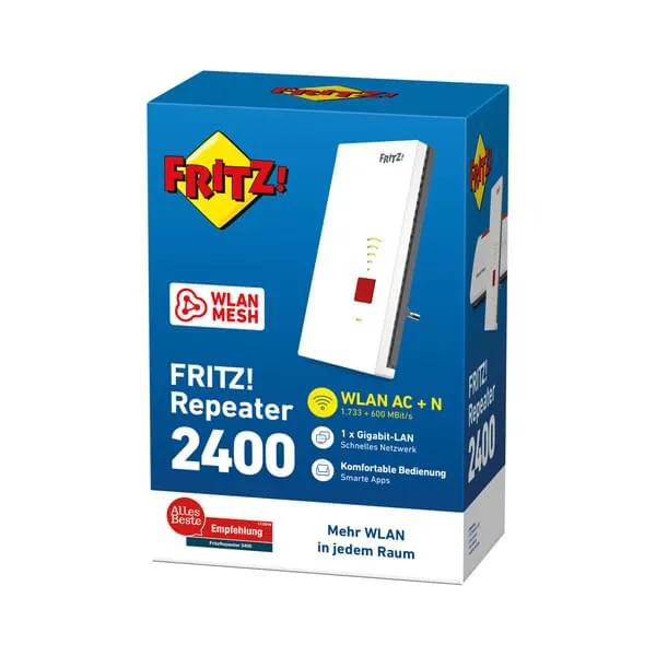 WLAN-Repeater, Router-Verlängerer, FRITZ!, WLAN-Mesh, LAN-Gigabit