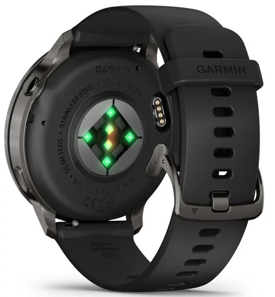 Garmin Venu 4, GPS, Wi-Fi, 45mm Fitnessuhr, black w/ slate+black 010-03014-00