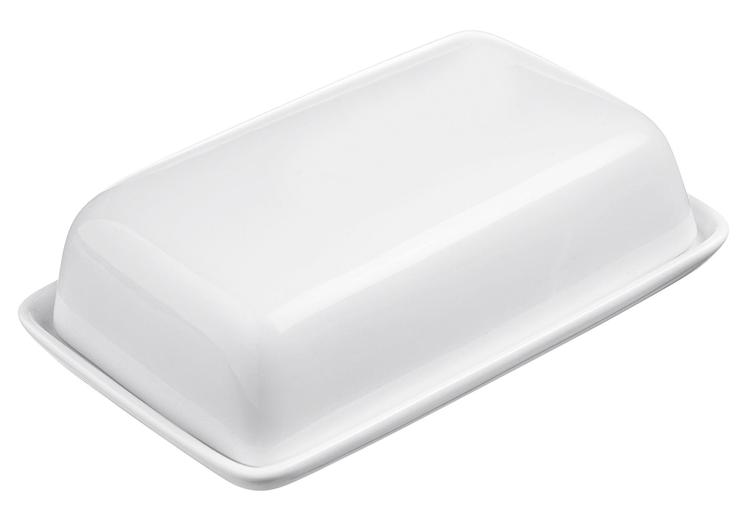 Butterteller, Butter Ablage, Weiß, Plastik, Abdeckung