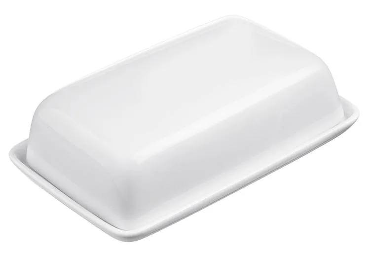 Butterteller, Butter Ablage, Weiß, Plastik, Abdeckung