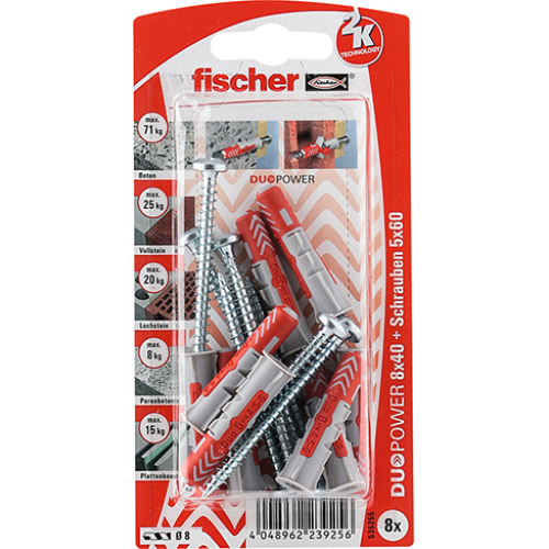 Fischer 535255 Duopower Dübel 8x40 S PH K