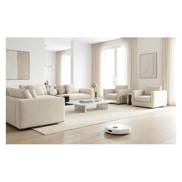 Wohnzimmer, Sofaset, Beige, neutrale Töne, Saugroboter
