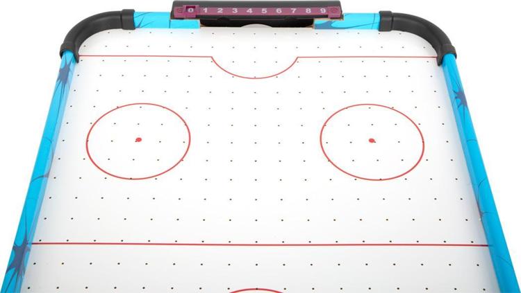 Airhockeytisch, Tischplatte, Puckentlässe, zwei Kreise, Kantenrand