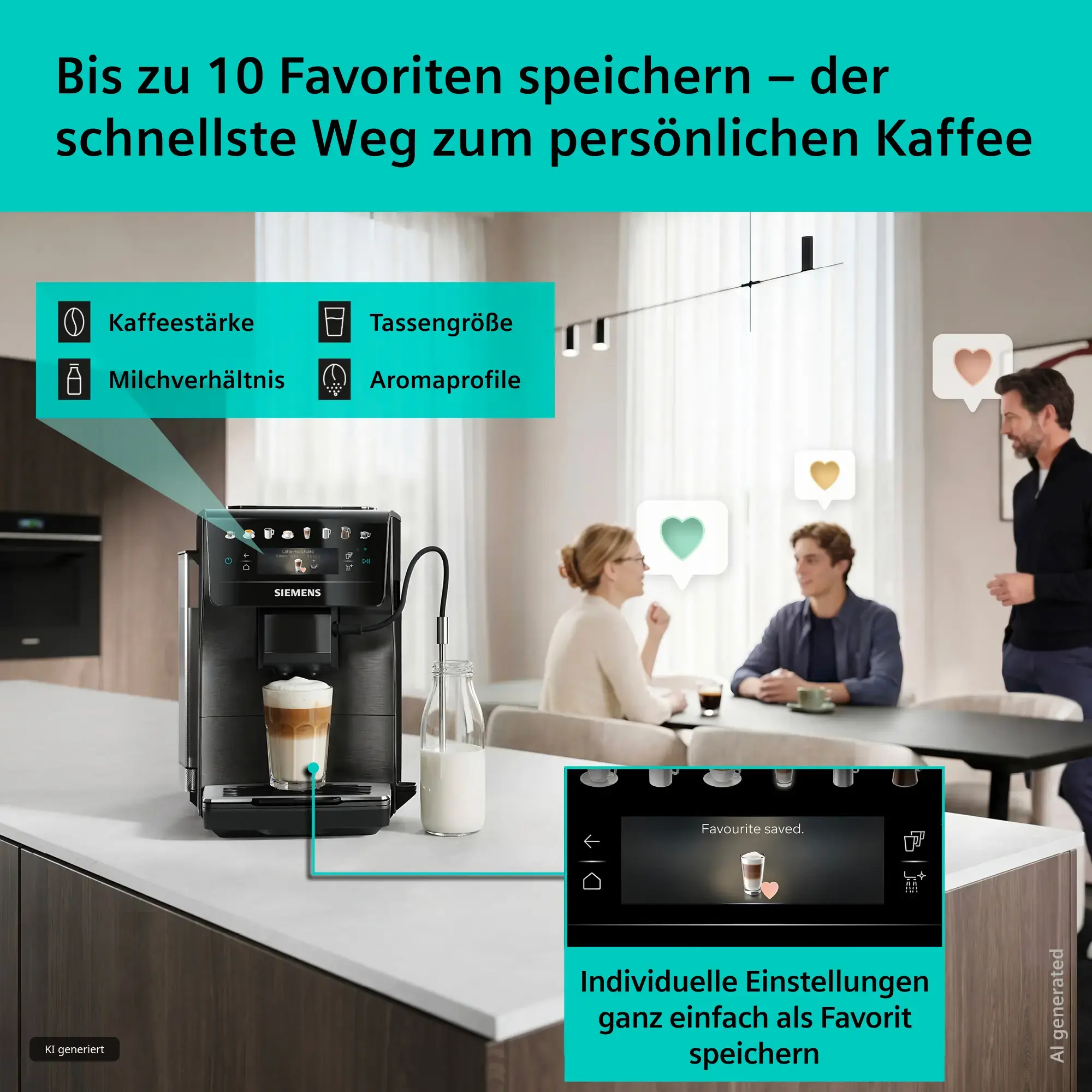 Kaffeemaschine, Espresso, Milchaufschäumer, Küchengerät, Brühgerät mit Display