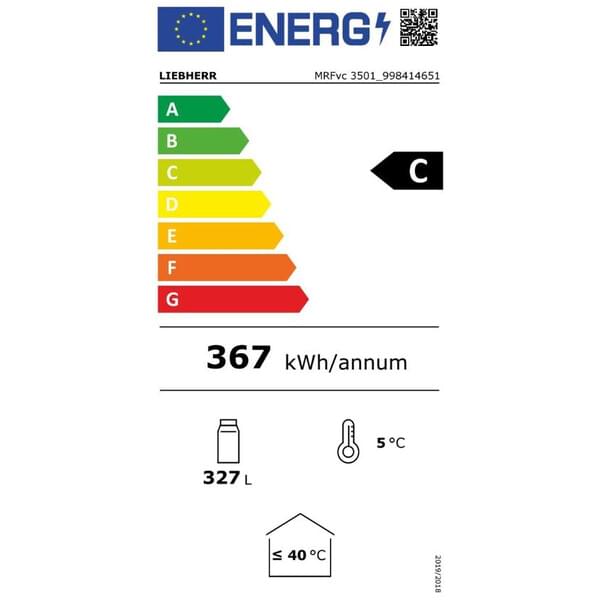 energie-etikett, kWh-pro jahr, haushaltsgeraet, thermometer-5°C, kapazität-327-L