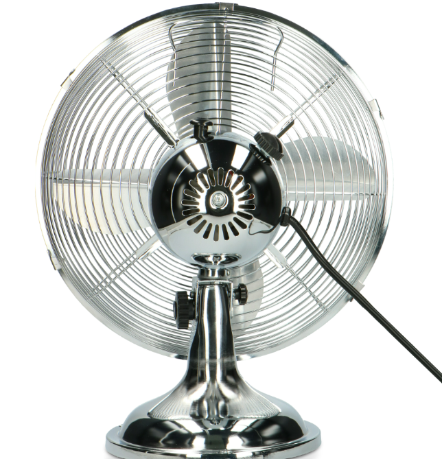 Tischventilator, Elektroventilator, Metallventilator, Luftzirkulation, Ventilator mit Flügeln
