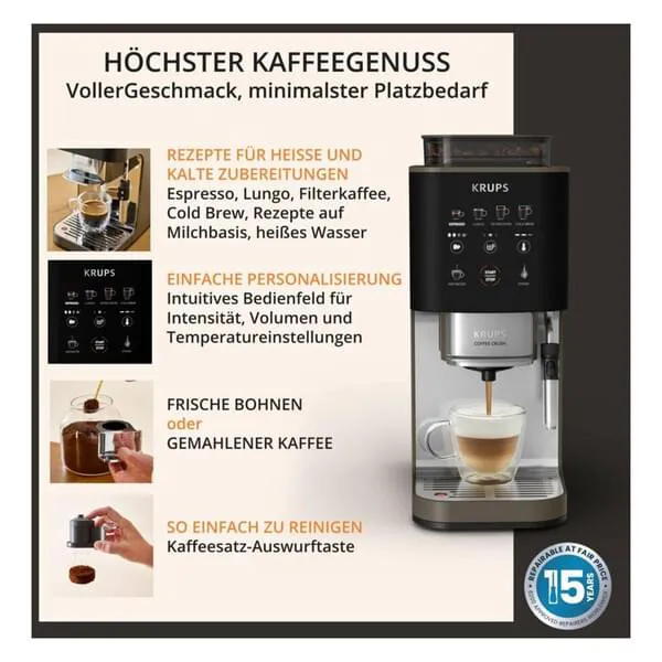 Kaffeemaschine, Espresso-Maschine, automatisch, Bohnenmühle, schwarz