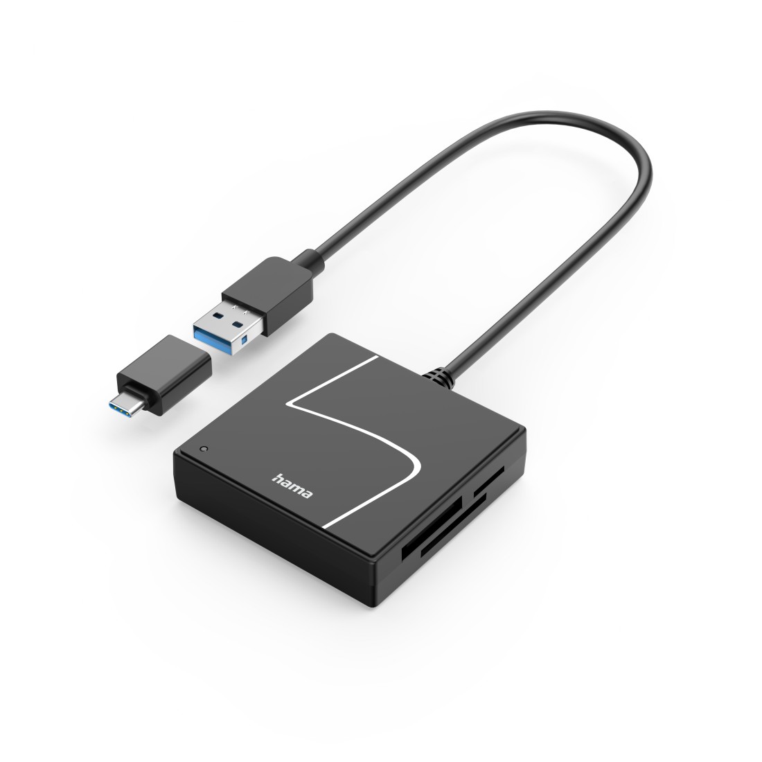USB-Hub, Externer Hub, USB-A, USB-C Adapter, schwarz
