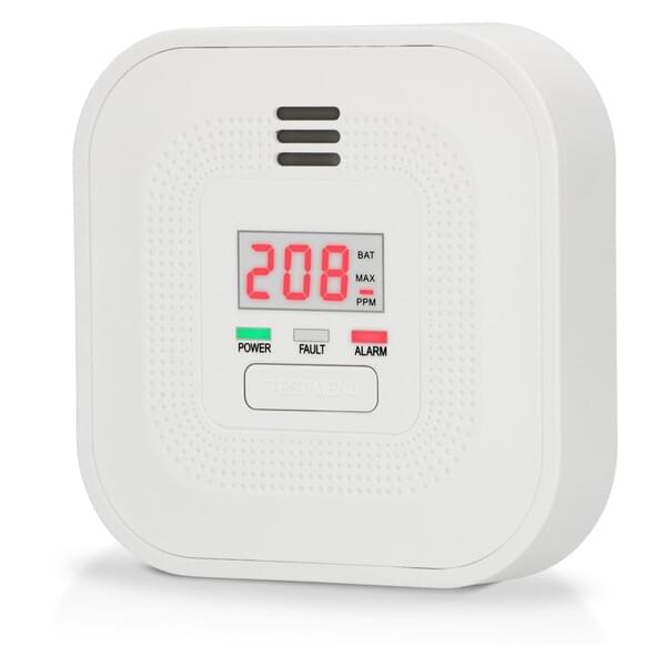Gasmelder, Rauchmelder, Digitale Anzeige, weißes Gerät, Alarmanzeige